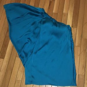 Turquoise one shoulder mini dress